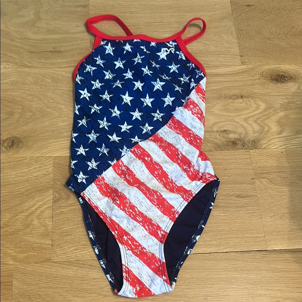 TYR Red and White One Piece Swim